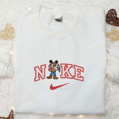 Mickey Pirate x Nike Embroidered Shirt Disney Characters Shirt Cartoon Hoodie| soulcals.com