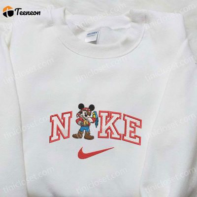 Mickey Pirate x Nike Embroidered Shirt Disney Characters Shirt Cartoon Hoodie| soulcals.com