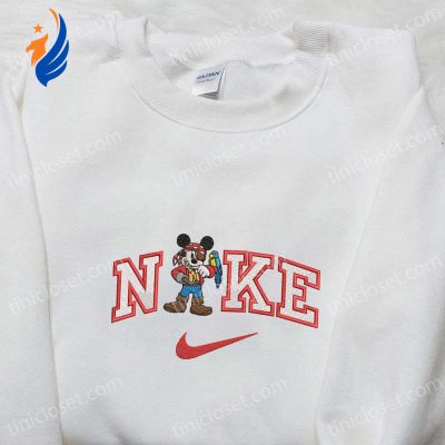 Mickey Pirate x Nike Embroidered Shirt & Disney Characters Hoodie Cartoon Embroidery Collection for Disney Fans | soulcals.com