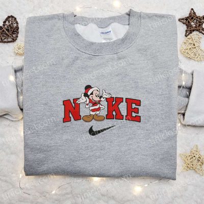 Mickey Santa Claus Disney x Nike Embroidered Sweatshirt Festive Disney Characters Movie Shirt Perfect Christmas Gift Idea | soulcals.com
