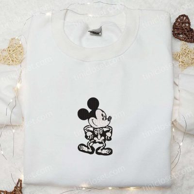 Mickey Skeleton & Disney Halloween Embroidered Shirt Best Halloween Gifts for Family | soulcals.com