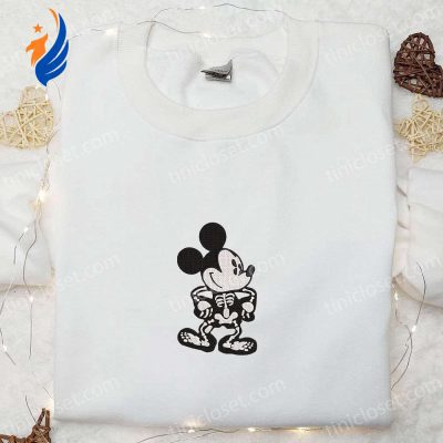 Mickey Skeleton & Disney Halloween Embroidered Shirt Best Halloween Gifts for Family | soulcals.com