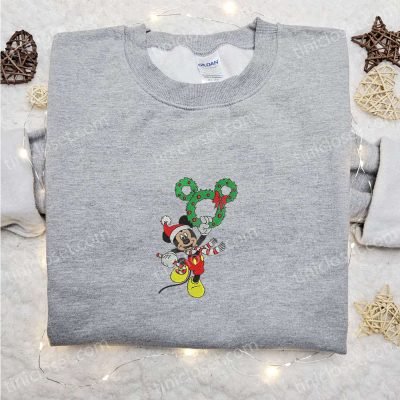 Disney Christmas Wreath Embroidered Shirt & Hoodie Perfect Family Gifts | soulcals.com