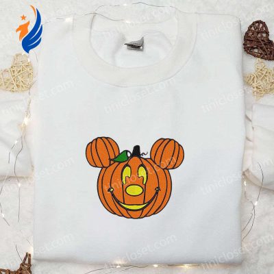 Mickey x Halloween Pumpkin Embroidered Shirt Best Disney Halloween Gift for the Family | soulcals.com