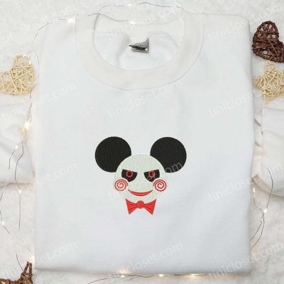 Spooky Mickey x Jigsaw Embroidered Shirt Funny & Cool Halloween Design | soulcals.com