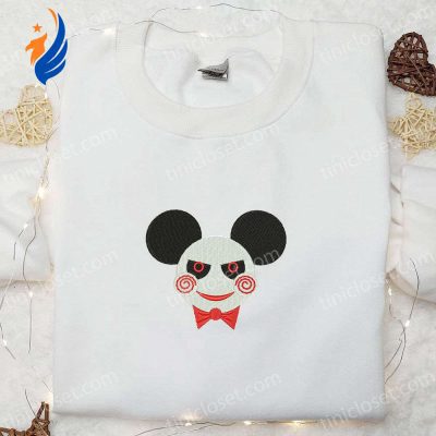 Spooky Mickey x Jigsaw Embroidered Shirt Funny & Cool Halloween Design | soulcals.com