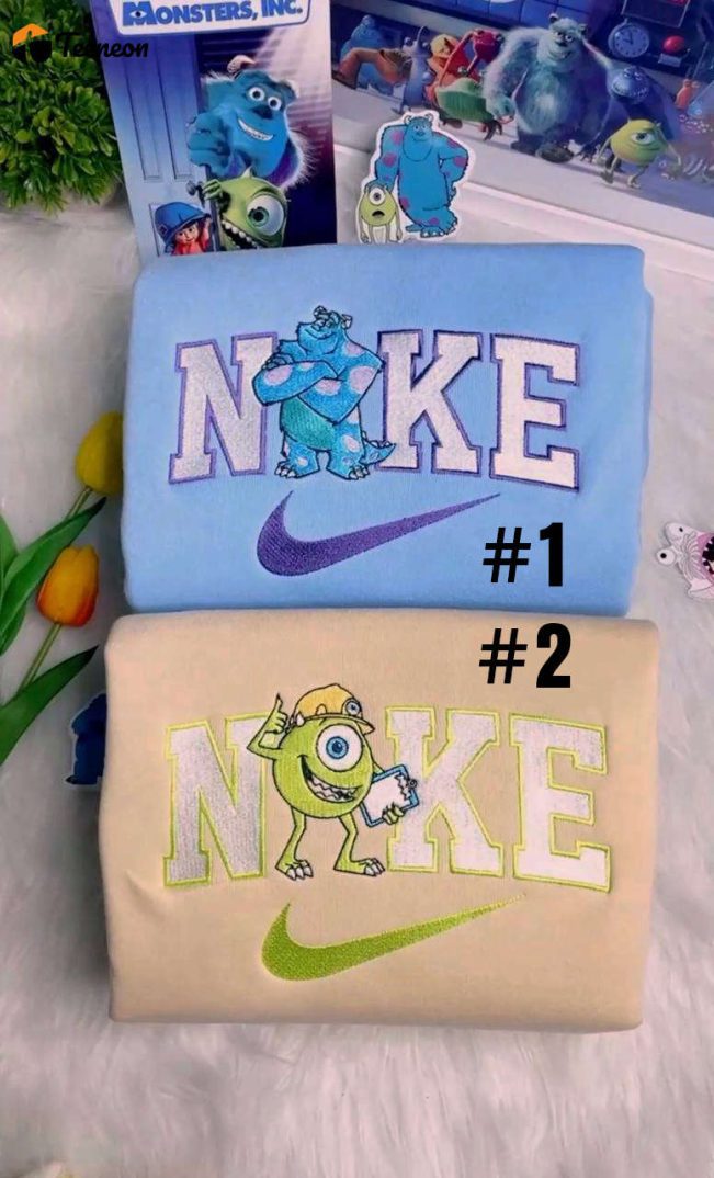Mike Wazowski And James Sullivan Monsters Disney Nike Embroidered Sweatshirts| soulcals.com
