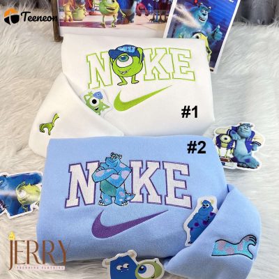 Disney Nike Embroidered Sweatshirt Mike Wazowski & James Sullivan Monsters Inc| soulcals.com