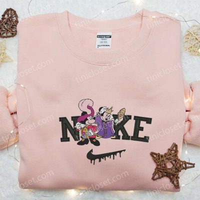 Minnie & Mickey Masquerade Halloween x Nike Embroidered Sweatshirt Disney Characters Shirt Best Halloween Gift Ideas | soulcals.com