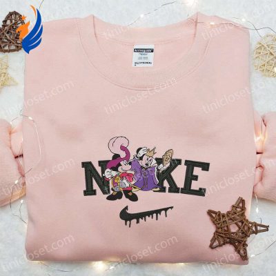 Minnie & Mickey Masquerade Halloween x Nike Embroidered Sweatshirt Best Disney Characters Shirt for Halloween Gift | soulcals.com