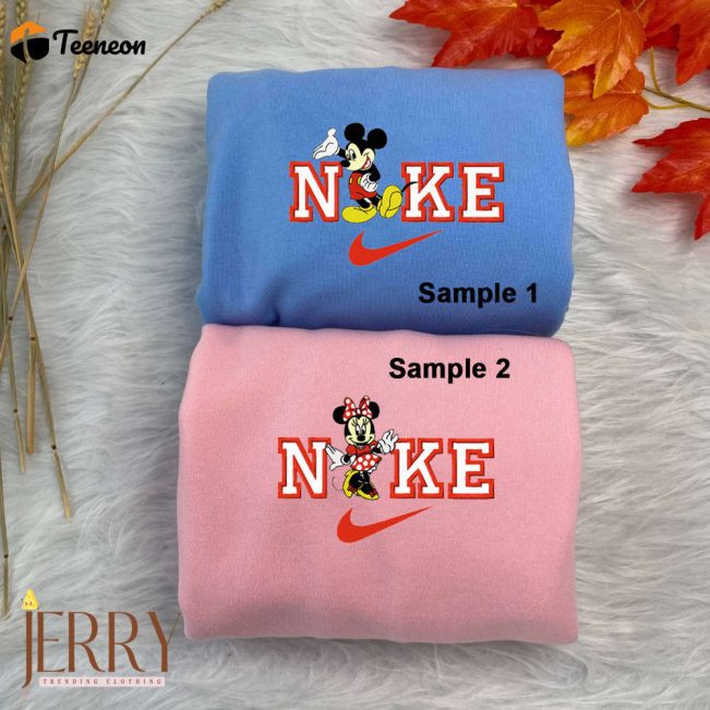 Minnie And Mickey Mouse Disney Nike Embroidered Sweatshirts| soulcals.com