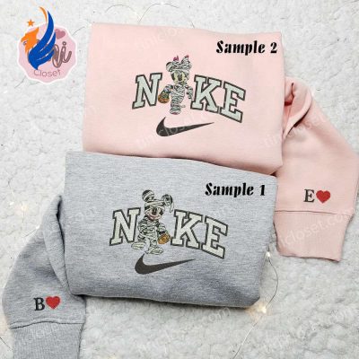 Minnie & Mickey Spooky Mummy x Nike Couple Shirt Disney Embroidered Hoodie & Sweatshirt | soulcals.com