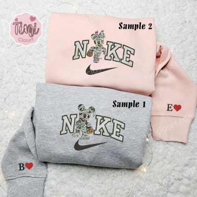 Minnie & Mickey Spooky Mummy x Nike Couple Shirt Disney Embroidered Hoodie & Sweatshirt | soulcals.com