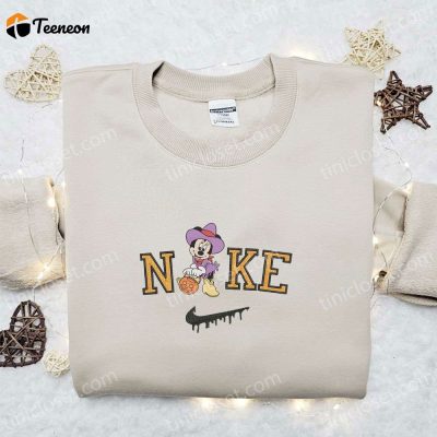 Minnie Mouse Trick or Treat Halloween x Nike Sweatshirt Disney Characters Embroidered Shirt B Gift for Men Women Halloween Gift Ideas| soulcals.com