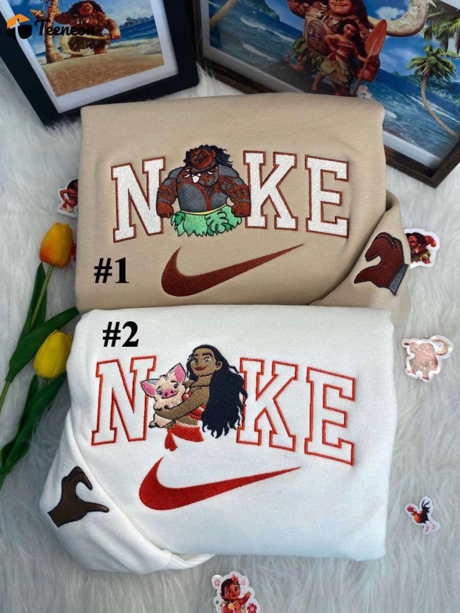 Moana And Maui Disney Nike Embroidered Sweatshirts| soulcals.com