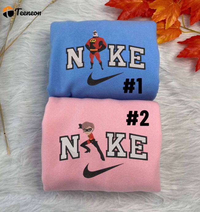 Mr and Mrs Incredibles Disney Nike Embroidered Sweatshirts| soulcals.com