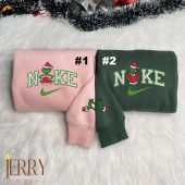 Mrs And Mr Grinch Christmas Nike Embroidered Sweatshirt, Christmas Gift for Couple| soulcals.com
