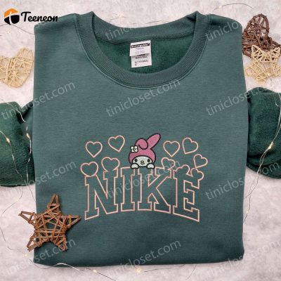 Nike Embroidered Shirt & Hoodie My Melody Hearts x Hello Kitty Cartoon D Gift for Men Women Nike Inspired Sweatshirt| soulcals.com