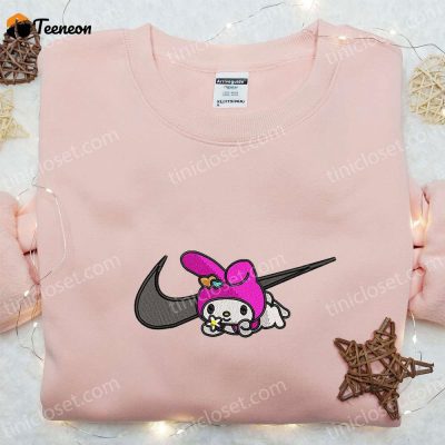 My Melody x Nike Swoosh Shirt Hello Kitty Embroidered Hoodie Nike Inspired Sweatshirt ,Stylish Cartoon Embroidered Apparel| soulcals.com