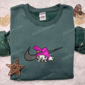 My Melody X Nike Swoosh Embroidered Shirt Hello Kitty Cartoon Embroidered Hoodie Nike Inspired Embroidered Sweatshirt 5.jpeg - demo10