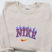 Nike Blue Fire Logo Embroidered Shirt Nike Inspired Embroidered Hoodie Best Gifts For Family 1.jpeg - demo10