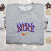 Nike Blue Fire Logo Embroidered Shirt Nike Inspired Embroidered Hoodie Best Gifts For Family 2.jpeg - demo10