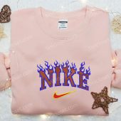 Nike Blue Fire Logo Embroidered Shirt Nike Inspired Embroidered Hoodie Best Gifts For Family 3.jpeg - demo10