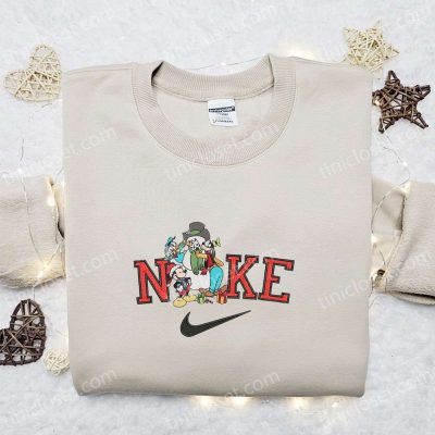 Nike Christmas x Donald Goofy Mickey Embroidered Sweatshirt Festive Movie Shirt for Best Christmas Gift Ideas | soulcals.com