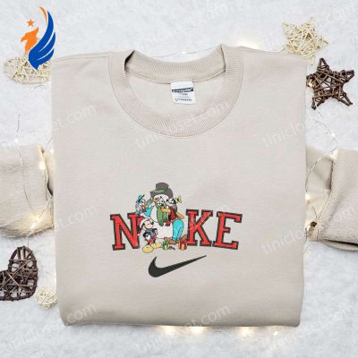 Nike Christmas x Donald Goofy Mickey Embroidered Sweatshirt Festive Movie Shirt for Best Christmas Gift Ideas | soulcals.com