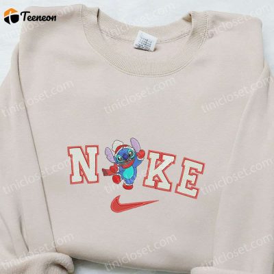 Nike Christmas x Stitch Hey Embroidered Sweatshirt Disney Christmas Shirt B Gift for Men Women Gift Ideas| soulcals.com