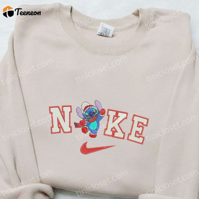 Nike Christmas x Stitch Hey Embroidered Sweatshirt Disney Christmas Shirt B Gift for Men Women Gift Ideas| soulcals.com