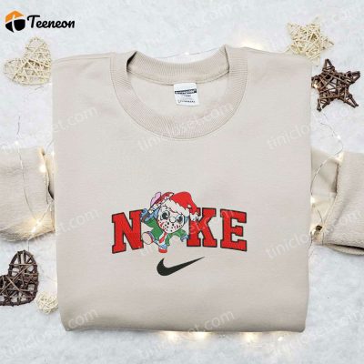 Nike Christmas x Stitch Jason Voorhees Sweatshirt Movie Embroidered Shirt, Perfect Christmas Gift| soulcals.com