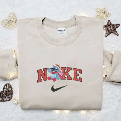 Nike Christmas x Stitch Sit Embroidered Sweatshirt, Movie Shirt for B Gift for Men Women Christmas Gift Ideas| soulcals.com