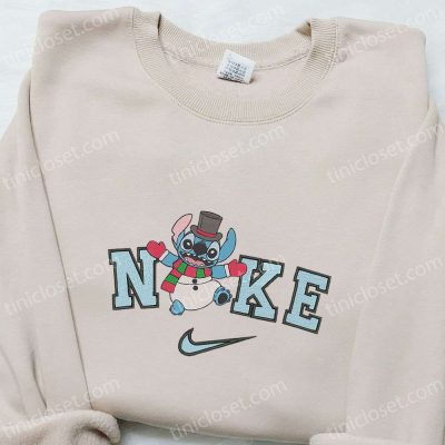 Nike Christmas x Stitch Snowman Embroidered Sweatshirt Walt Disney Characters Shirt, B Gift for Men Women Christmas Gift Ideas| soulcals.com