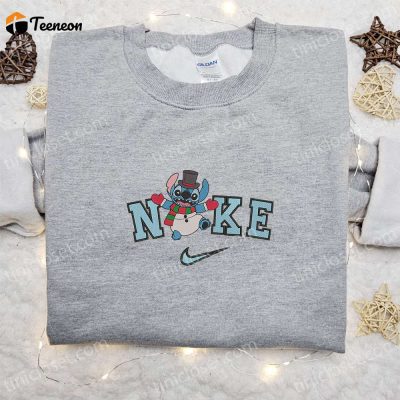 Nike Christmas x Stitch Snowman Embroidered Sweatshirt Walt Disney Characters Shirt, B Gift for Men Women Christmas Gift Ideas| soulcals.com
