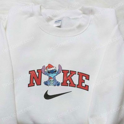 Nike Christmas x Stitch Xmas Hat & Scrump Sweatshirt F Gift for Men Women Movie Embroidered Shirt B Gift for Men Women Gift Ideas| soulcals.com