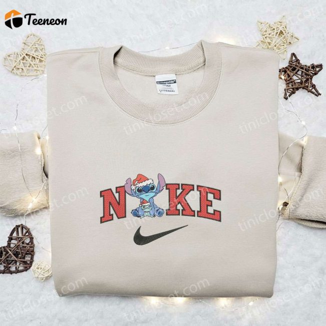Nike Christmas x Stitch Xmas Hat & Scrump Sweatshirt F Gift for Men Women Movie Embroidered Shirt B Gift for Men Women Gift Ideas| soulcals.com