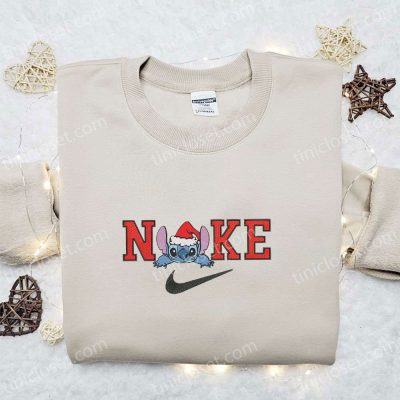 Nike Christmas x Stitch Xmas Hat Embroidered Sweatshirt & Movie Shirt B Gift for Men Women Gift Ideas| soulcals.com