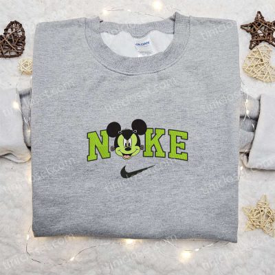 Spooky Nike Halloween x Mickey Frankenstein Head Embroidered Sweatshirt & Disney Shirt ,B Gift for Men Women Halloween Gift Ideas| soulcals.com