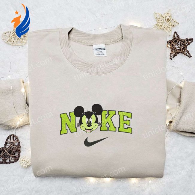 Nike Halloween x Mickey Frankenstein Head Embroidered Sweatshirt & Disney Shirt Best Halloween Gift Ideas | soulcals.com