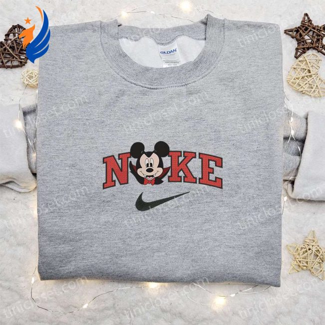 Nike Halloween x Mickey Head Dracula Sweatshirt Disney Characters Embroidered Shirt Best Halloween Gift Ideas | soulcals.com