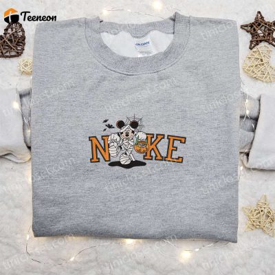Nike Halloween x Mickey Mouse Mummy Embroidered Sweatshirt Horror Movie Shirt & B Gift for Men Women Halloween Gift Ideas| soulcals.com