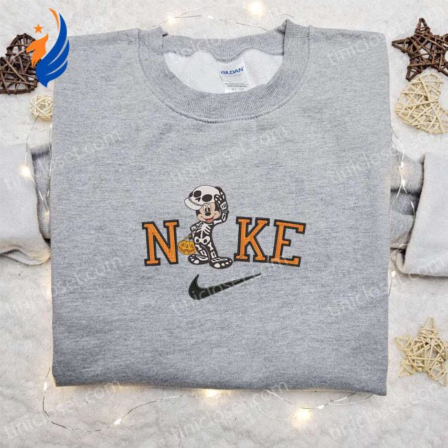 Spooky Nike Halloween x Mickey Mouse Skeleton Sweatshirt Best Embroidered Shirt & Gift Idea | soulcals.com