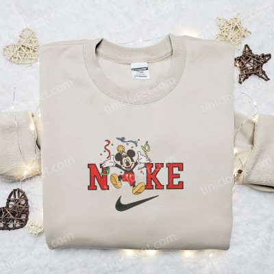 Nike x Christmas Mickey Embroidered Sweatshirt Merry Disney Characters Movie Shirt Best Christmas Gift Ideas | soulcals.com