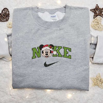 Nike x Christmas Mickey Santa Hat Sweatshirt Disney Characters Movie Merry Christmas Embroidered Shirt Perfect Christmas Gift Idea | soulcals.com