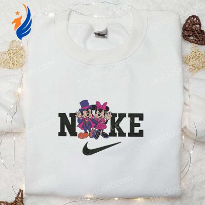 Spooktacular Nike x Halloween Mickey Minnie Embroidered Shirt Sweatshirt & Hoodie Customizable & Cute | soulcals.com