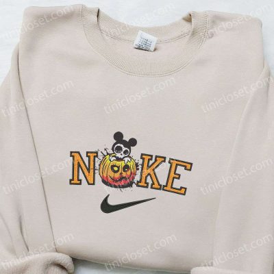 Spooky Style Nike x Halloween Mickey Pumpkin Embroidered Shirt Disney Inspired Halloween Apparel | soulcals.com