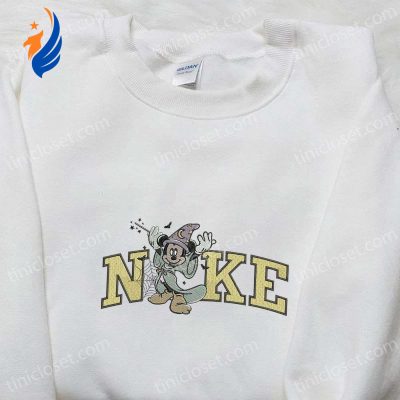 Spooky Nike x Halloween Mickey Witch Embroidered Shirt & Disney Hoodie Shop Nike Inspired Embroidered Sweatshirt | soulcals.com
