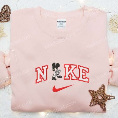 Nike x Karate Mickey Embroidered Shirt Disney Characters & Custom Design for Unique Style | soulcals.com