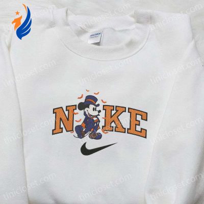 Nike x Mickey Halloween Embroidered Sweatshirt Disney Hoodie & Adorable Shirt Spooky & Stylish Halloween Apparel | soulcals.com